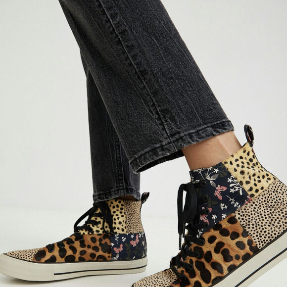 NWT Desigual Beta Animal Print High Top Leopard & Floral Trainers Size 7.5 - Picture 1 of 10
